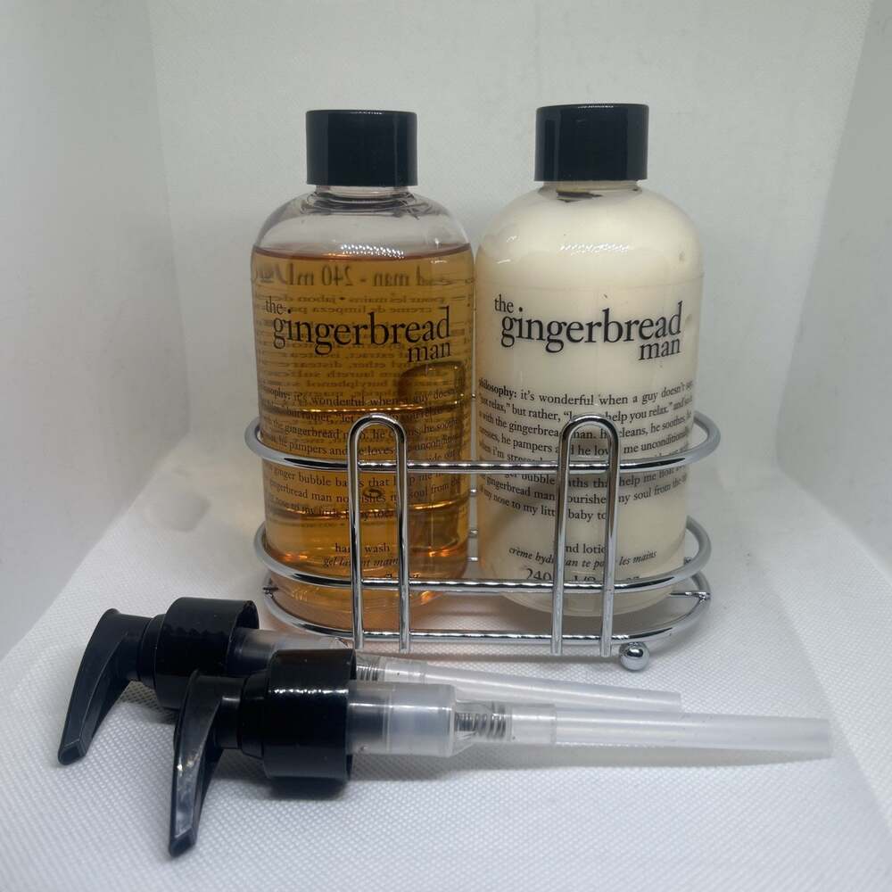 Philosophy The Gingerbread Man Hand Wash Lotion Caddy w/pump Set 8 oz Sealed